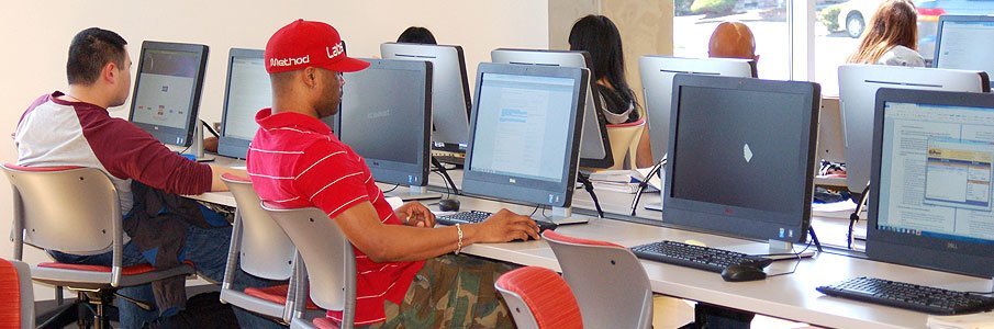 Students studying at computers